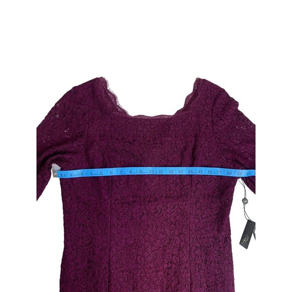 NWT Adrianna Papell Purple Floral Lace Full Length Gown US Size 14 - Picture 7 of 15